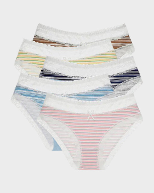 Lot de 5 culottes confort & style – Coton doux, dentelle raffinée