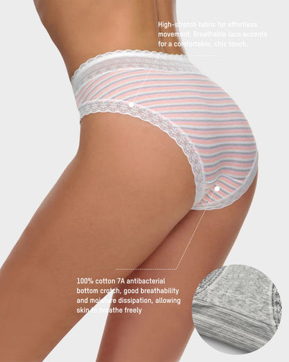 Lot de 5 culottes confort & style – Coton doux, dentelle raffinée